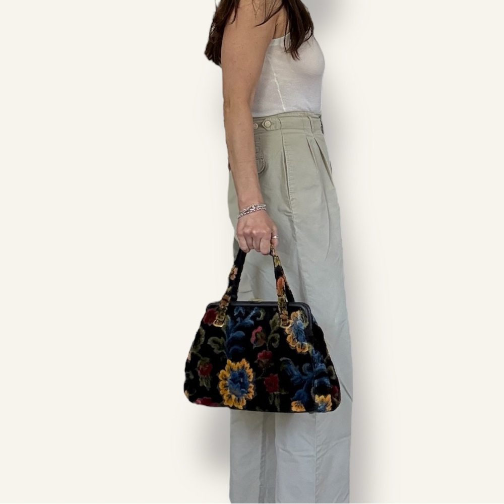 Vintage Large JR Florida Handbag Purse Carpet Bag Tapestry Floral Handbag - Picture 2 of 13